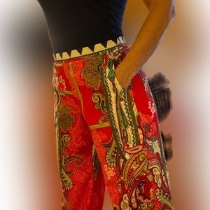 Beige by Eci palazzo pants, side zip higher waisted vibrant silky fabric S6 NWOT